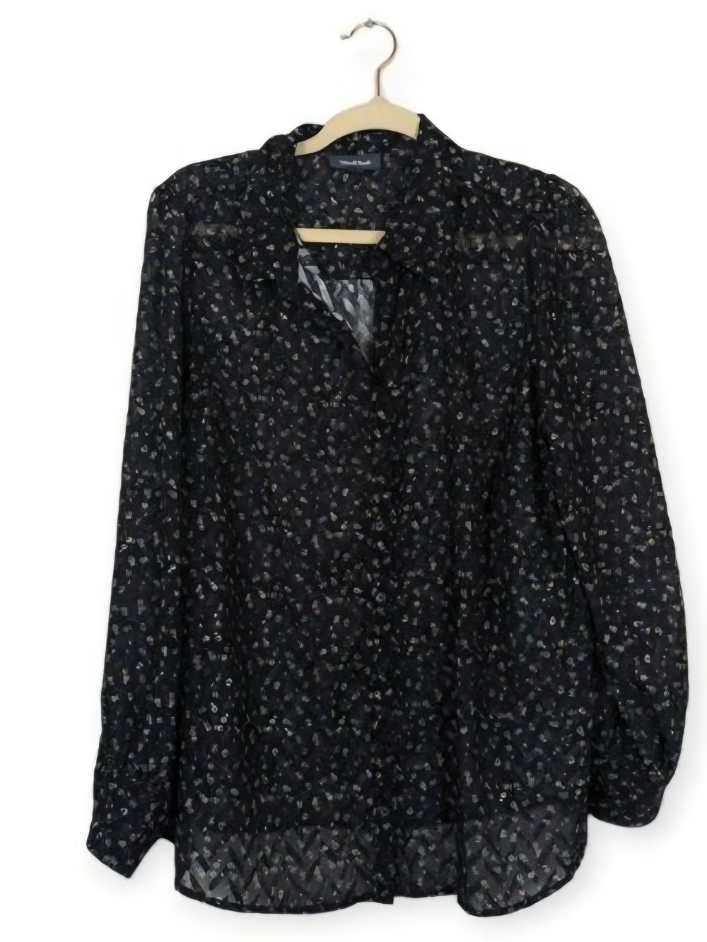 Modcloth Black Sheer Floral Blouse